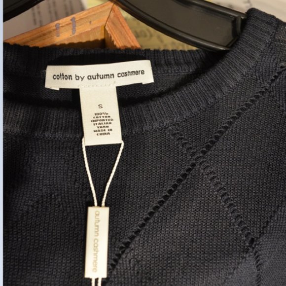 Navy Cotton sheer Argyle Pattern Knit Pullover - Picture 7 of 8